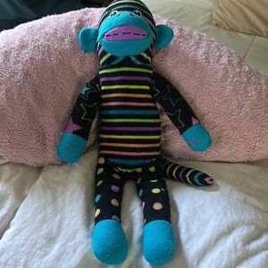Sock monkey Justice Just for Girls early yo mid 2000’s black purple blue fleece